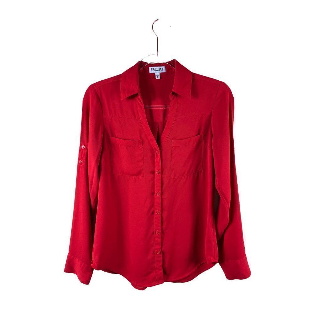 Express The Portofino Button Down Collared Chiffo… - image 2